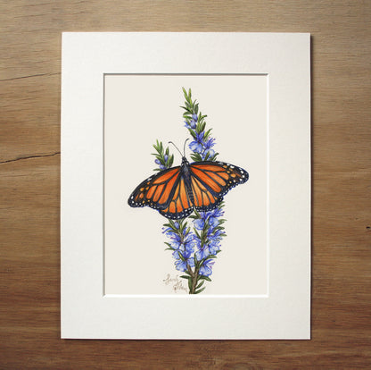 Original Painting - Monarch Butterfly & Rosemary