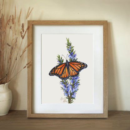 Original Painting - Monarch Butterfly & Rosemary