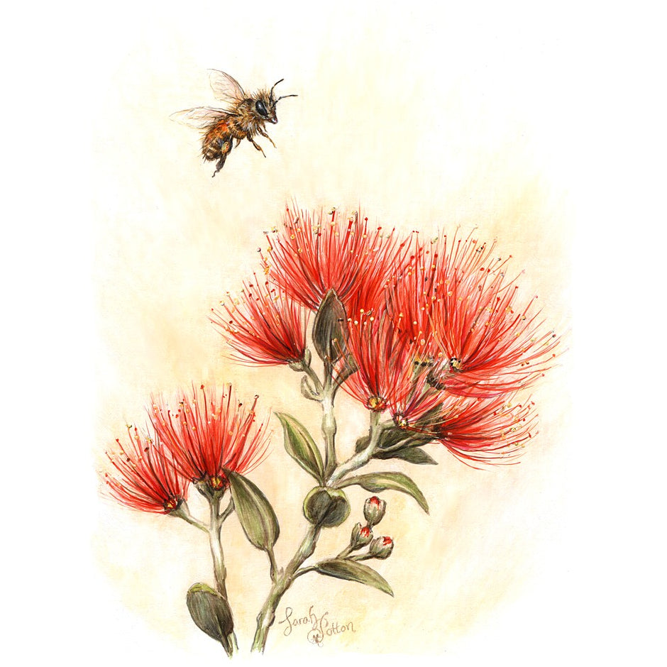 Pohutukawa & Bee Original Painting